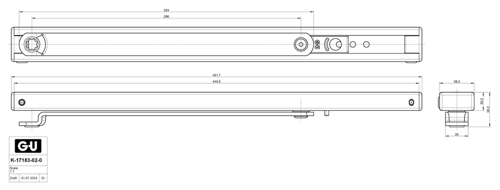 GU GLIJARM VOOR DEURPOMP OTS 210 / 430