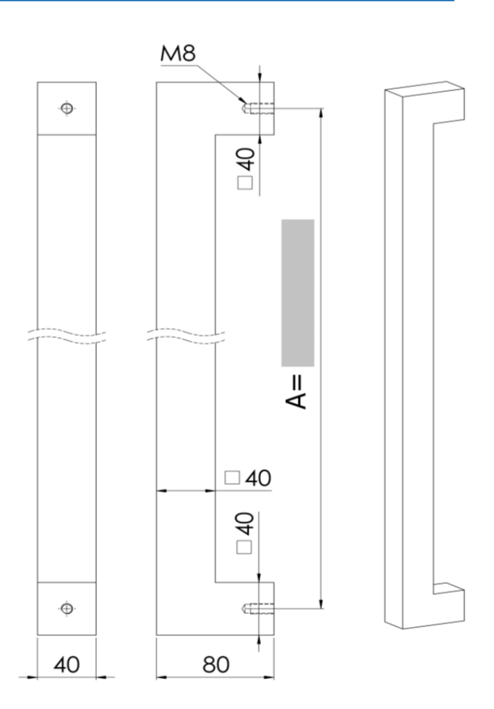 U90°K 01 ⧄ 40/40 INOX DEURGREEP - stuk