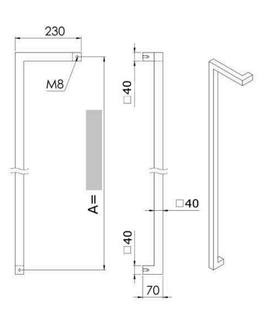 ALUMINIUM DEURGREEP MODEL DK 04 ⧄ 40/40 - paar