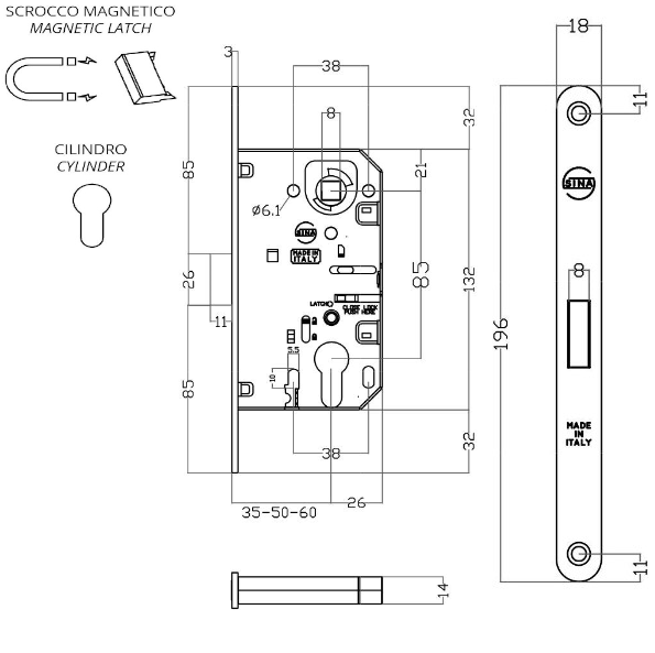 SINA QM PC- BB- & WC-SLOT MAGNETISCH