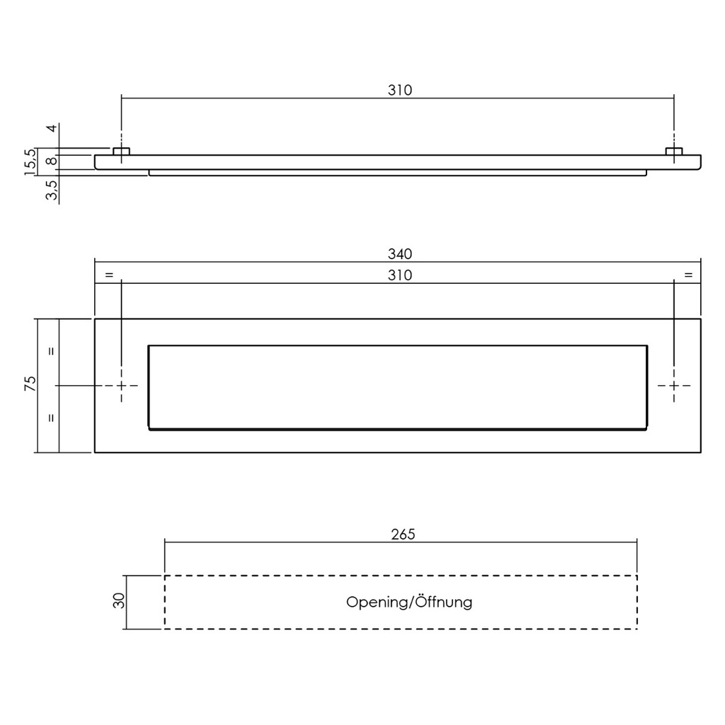 INTERSTEEL BRIEVENBUSKLEP MET KLEP/REGENRAND