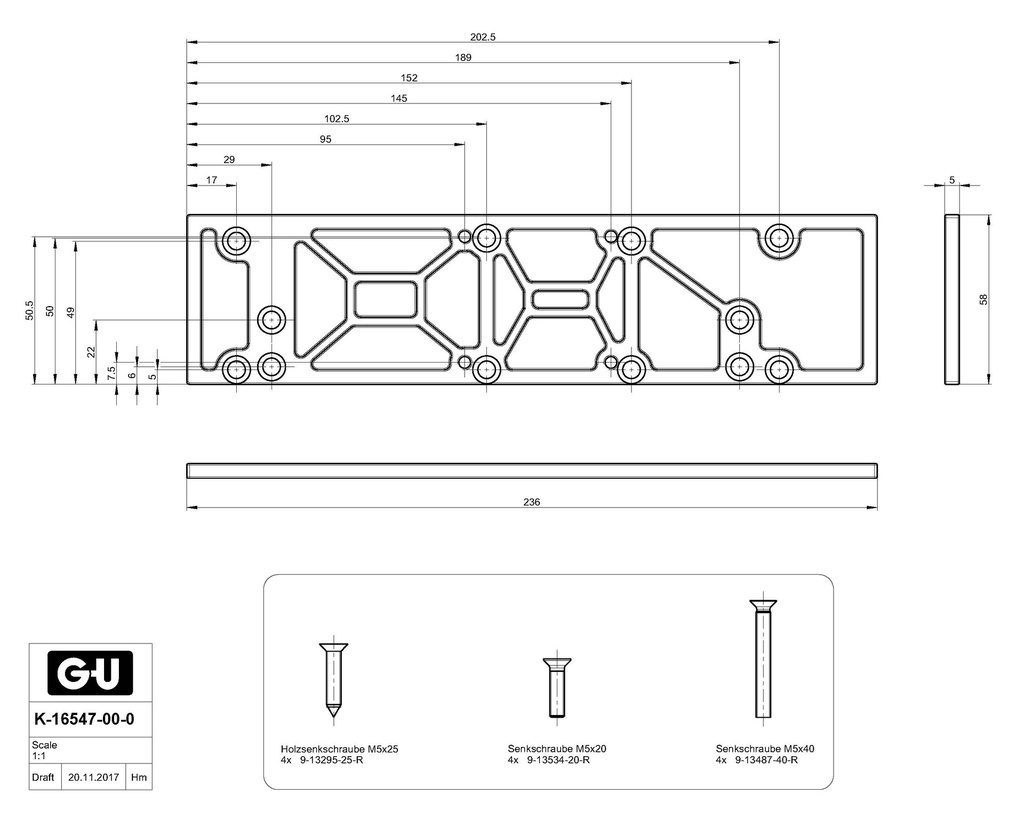 GU MONTAGEPLAAT VOOR OTS 430