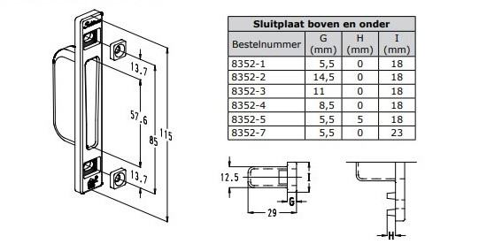 SOBINCO 8352 BIJZETSLUITPLAAT MET KOM VOOR VAL - REEKS 8400