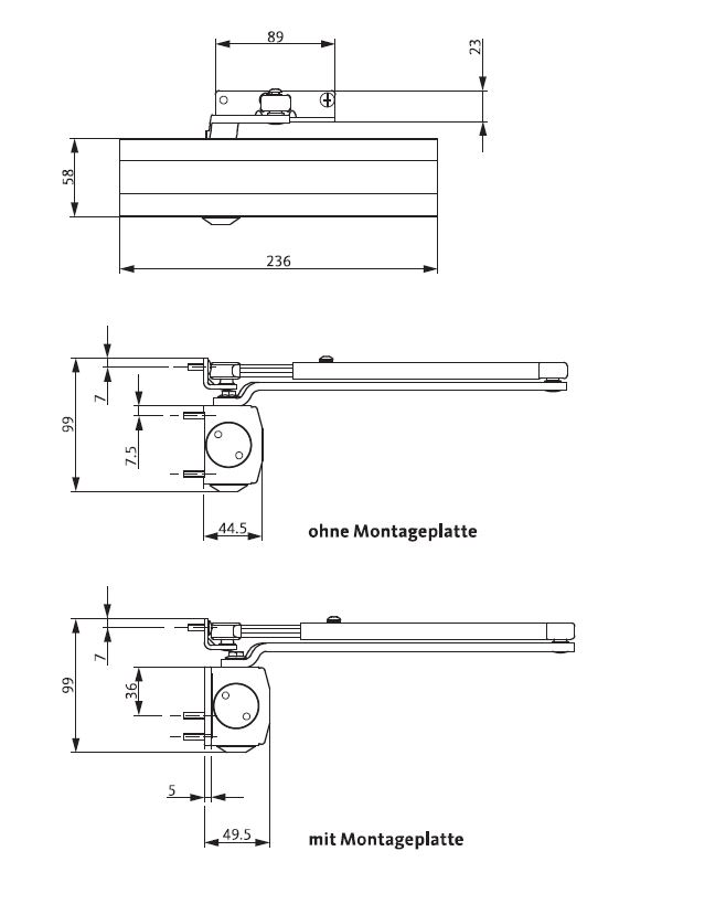 GU DEURPOMP OTS 430 - zonder arm