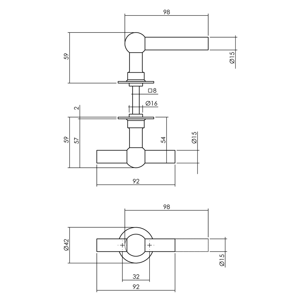 INTERSTEEL DEURKNOP L/T BOL MET RONDE ROZET