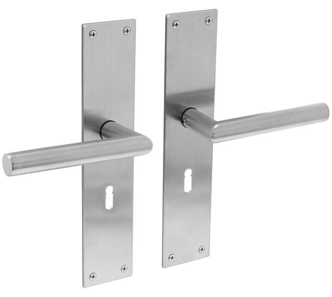 [0035.058324] INTERSTEEL JURA KRUKKENPAAR OP SCHILD MET SLEUTELGAT (gebürsteter Edelstahl, 56)