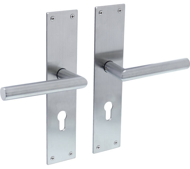 [0035.058329] INTERSTEEL JURA KRUKKENPAAR OP SCHILD MET PROFIELCILINDERGAT (acier inoxydable brossé, 55)