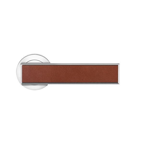 [R53 OS 50 LH] KARCHER DESIGN TORINO KRUKKENPAAR OP ROZET (Chrome, Rond, Leer - lichtbruin)