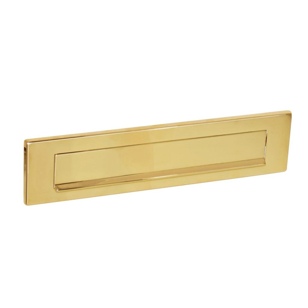 [0010.400001] INTERSTEEL BRIEVENBUSKLEP RECHTHOEKIG MET KLEP/REGENRAND (Messing unlackiert)