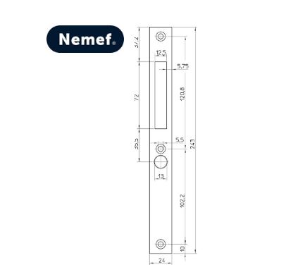 [9120590270] Nemef sluitplaat P1205H/17/T voor haakslot