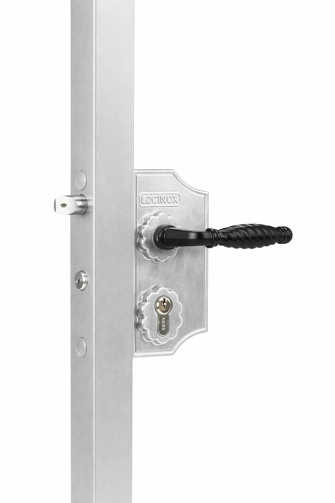 [P00012012-SILV] LOCINOX LAKYF2 SMALL SURFACE-MOUNTED ORNAMENTAL GATE LOCK (10 tot 20, Silver)