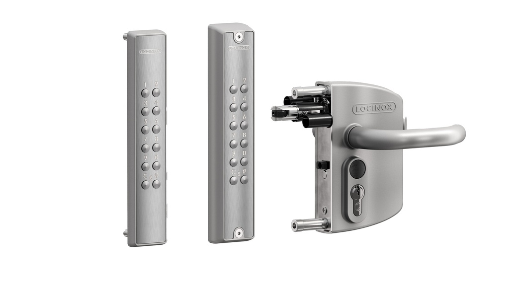 [P00035751-SILV] LOCINOX LNKQ VOLTA - SURFACE-MOUNTED LOCK WITH EXTERNAL BATTERY-POWERED KEYPAD (40 to 60, Silver)