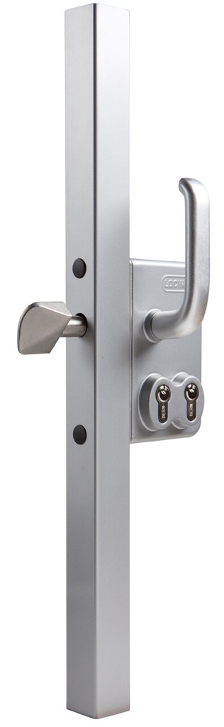 [P00013314-SILV] LOCINOX LGKZD1 SURFACE-MOUNTED GATE LOCK FOR SLIDING GATES WITH DOUBLE CYLINDER LOCK (Square, 40, Silver)
